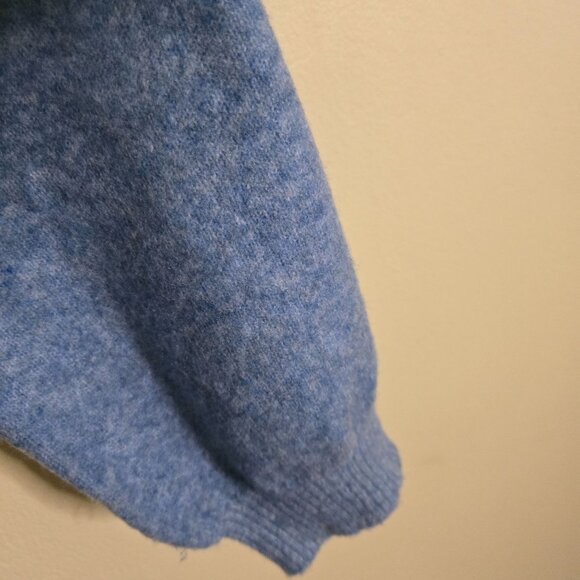 J.Crew Blue Ribbed Rhinestone Button Balloon Sleeve Sweater Size S - Picture 7 of 10